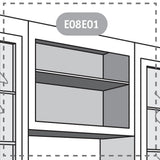 Variable Bridge Top Unit, Open Shelves and One Adjustable Shelf, 12"d